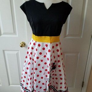 Disney World Parks Dress Shop Minnie Mouse Figaro Dress L Sz